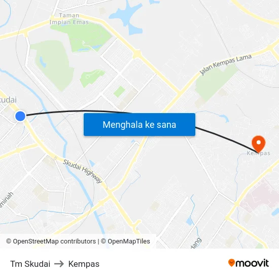 Tm Skudai to Kempas map