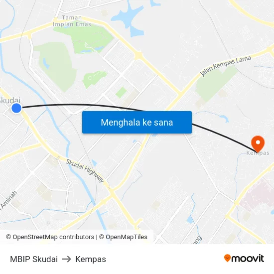 MBIP Skudai to Kempas map