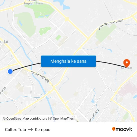 Caltex Tuta to Kempas map