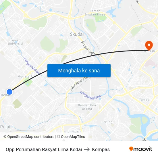 Opp Perumahan Rakyat Lima Kedai to Kempas map