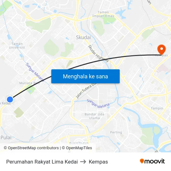 Perumahan Rakyat Lima Kedai to Kempas map