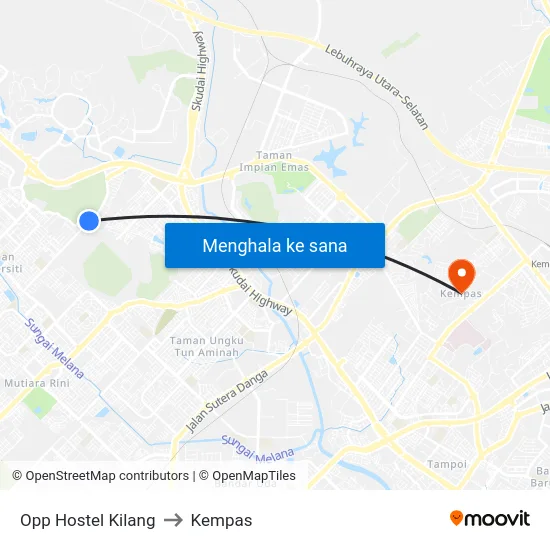 Opp Hostel Kilang to Kempas map