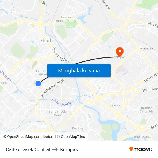 Caltex Tasek Central to Kempas map