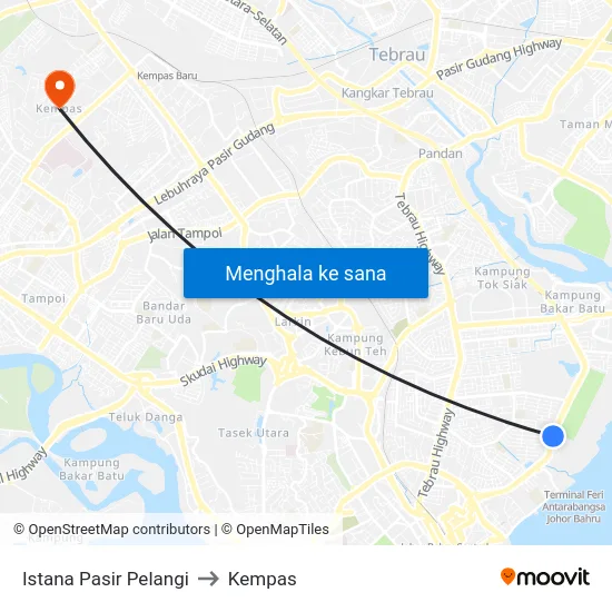 Istana Pasir Pelangi to Kempas map