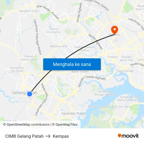 CIMB Gelang Patah to Kempas map