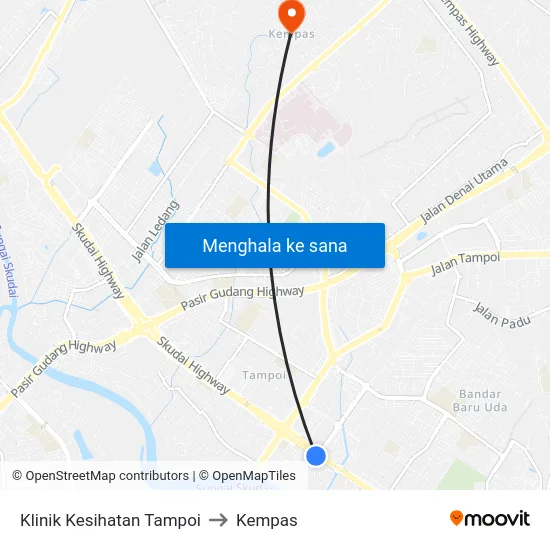Klinik Kesihatan Tampoi to Kempas map