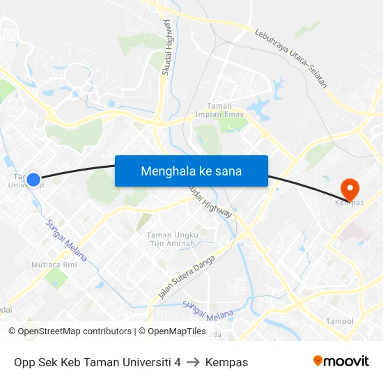 Opp Sek Keb Taman Universiti 4 to Kempas map
