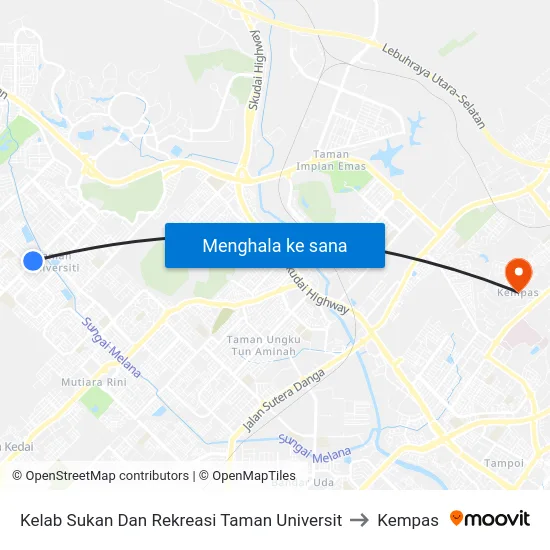 Kelab Sukan Dan Rekreasi Taman Universit to Kempas map