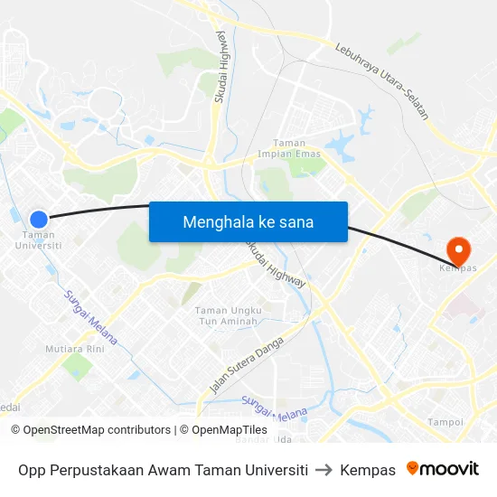 Opp Perpustakaan Awam Taman Universiti to Kempas map