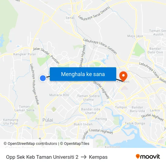 Opp Sek Keb Taman Universiti 2 to Kempas map