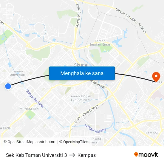 Sek Keb Taman Universiti 3 to Kempas map