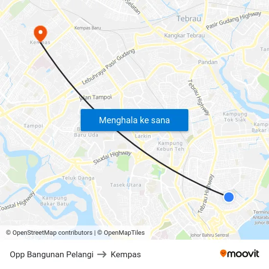 Opp Bangunan Pelangi to Kempas map