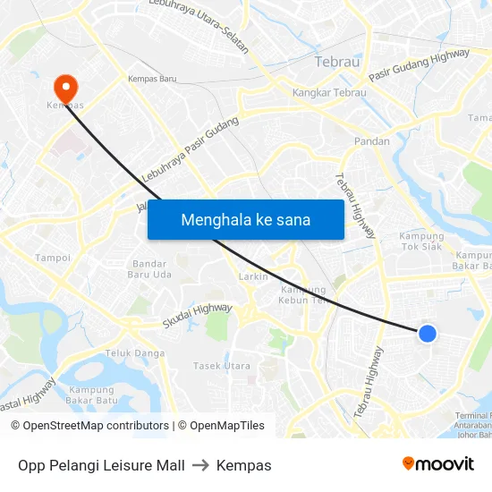 Opp Pelangi Leisure Mall to Kempas map