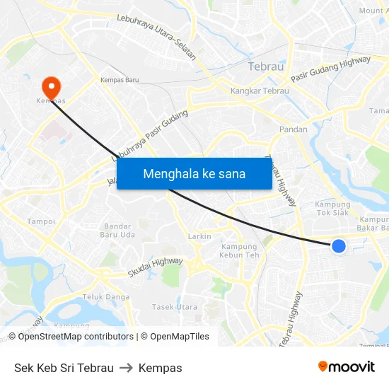 Sek Keb Sri Tebrau to Kempas map