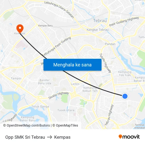 Opp SMK Sri Tebrau to Kempas map