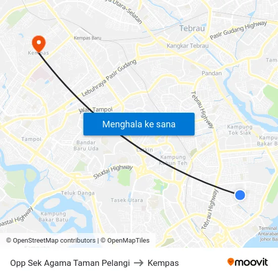 Opp Sek Agama Taman Pelangi to Kempas map