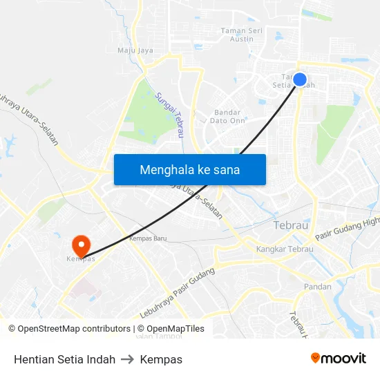 Hentian Setia Indah to Kempas map