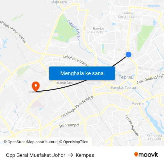 Opp Gerai Muafakat Johor to Kempas map