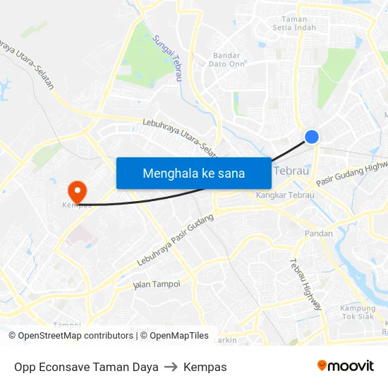 Opp Econsave Taman Daya to Kempas map