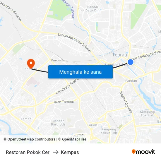 Restoran Pokok Ceri to Kempas map