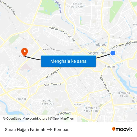 Surau Hajjah Fatimah to Kempas map