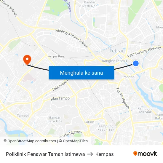 Poliklinik Penawar Taman Istimewa to Kempas map