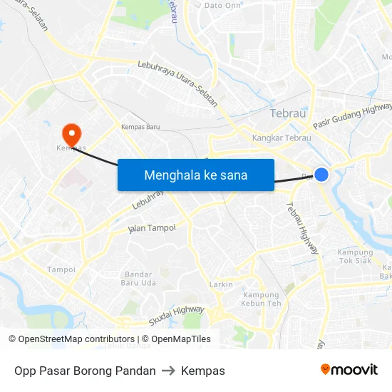 Opp Pasar Borong Pandan to Kempas map