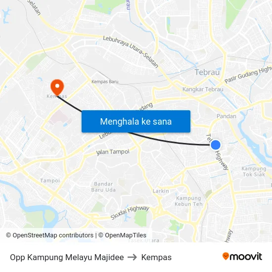 Opp Kampung Melayu Majidee to Kempas map