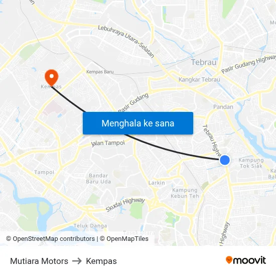 Mutiara Motors to Kempas map