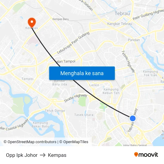 Opp Ipk Johor to Kempas map