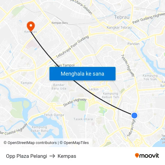 Opp Plaza Pelangi to Kempas map