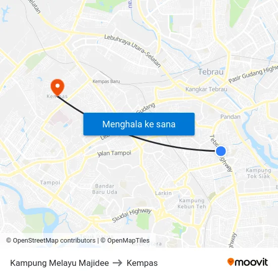 Kampung Melayu Majidee to Kempas map