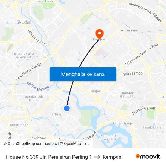 House No 339 Jln Persisiran Perling 1 to Kempas map