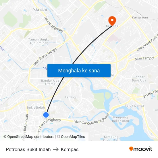 Petronas Bukit Indah to Kempas map