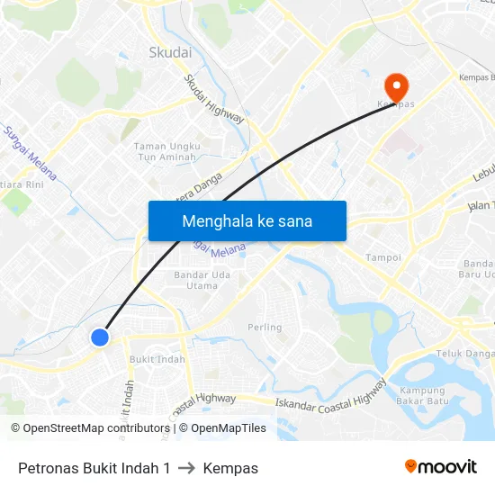 Petronas Bukit Indah 1 to Kempas map