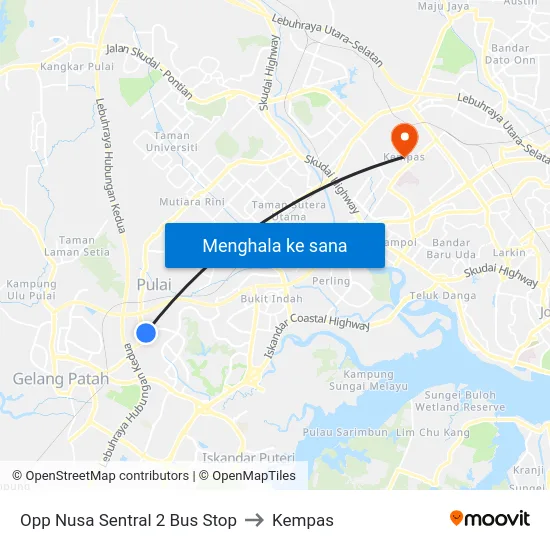 Opp Nusa Sentral 2 Bus Stop to Kempas map