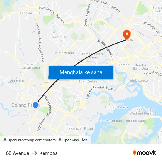 68 Avenue to Kempas map