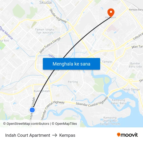Indah Court Apartment to Kempas map