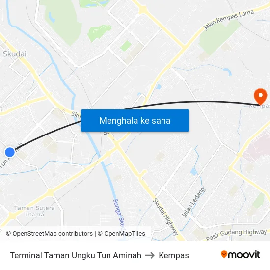 Terminal Taman Ungku Tun Aminah to Kempas map