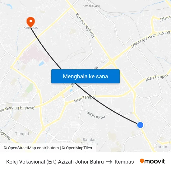 Kolej Vokasional (Ert) Azizah Johor Bahru to Kempas map