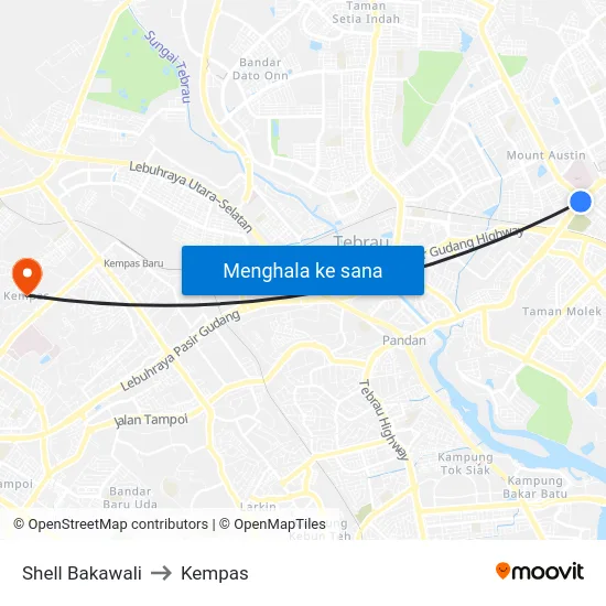 Shell Bakawali to Kempas map