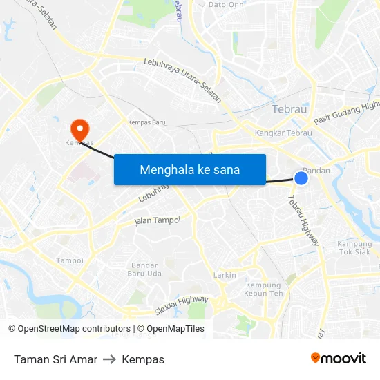 Taman Sri Amar to Kempas map