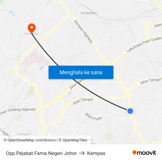 Opp Pejabat Fama Negeri Johor to Kempas map