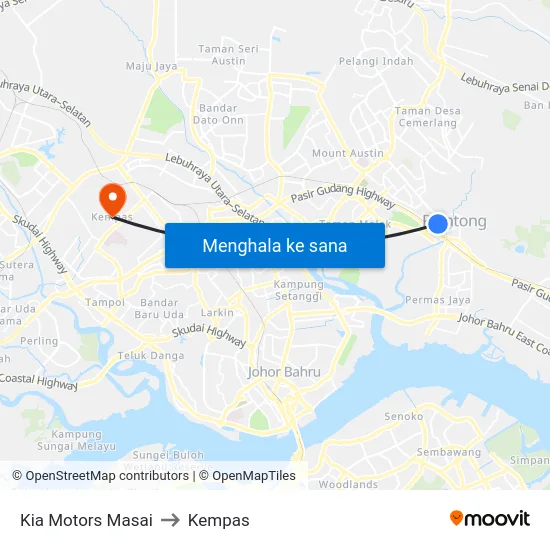 Kia Motors Masai to Kempas map