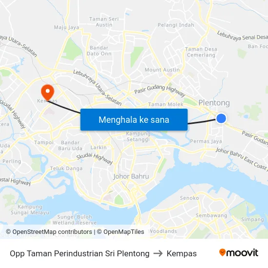 Opp Taman Perindustrian Sri Plentong to Kempas map