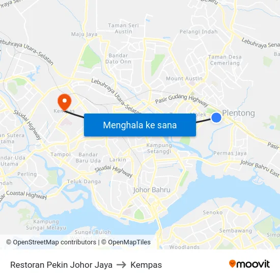 Restoran Pekin Johor Jaya to Kempas map