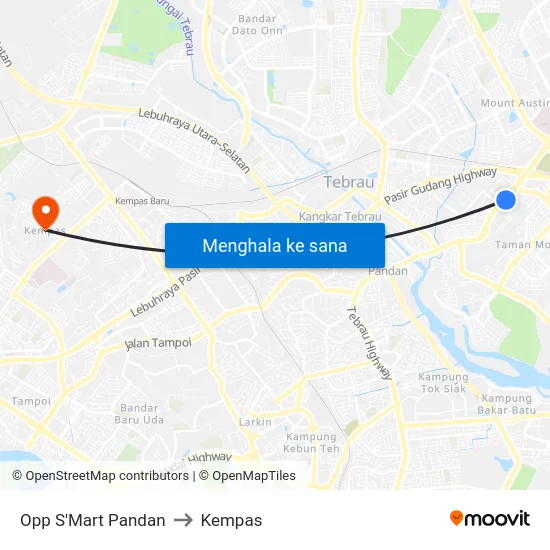 Opp S'Mart Pandan to Kempas map