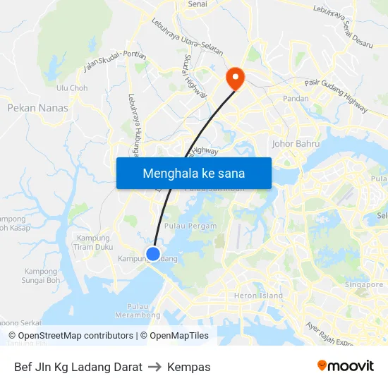 Bef Jln Kg Ladang Darat to Kempas map