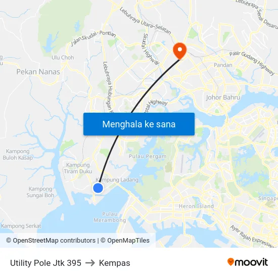 Utility Pole Jtk 395 to Kempas map