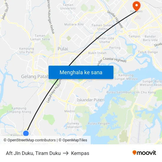 Aft Jln Duku, Tiram Duku to Kempas map